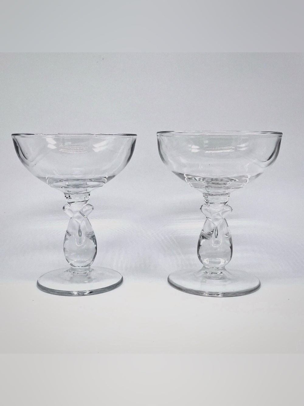 Vintage HEISEY Lariat Champagne Sherbet Glass  4 7/8"  Set of 2 UV Glow